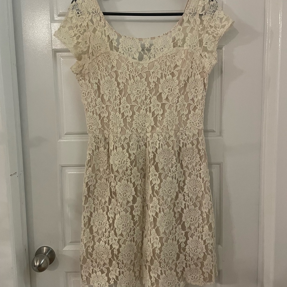 American Eagle Outfitters Cream Lace Mini Dress